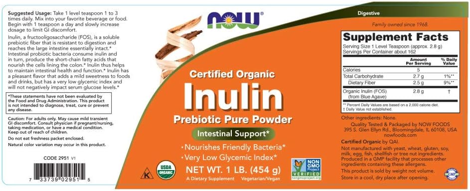 Now Inulin Prebiotic Pure Powder Gm Egypt Vitamins