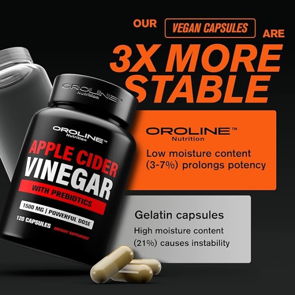 Oroline Organic Apple Cider Vinegar 1500mg with Prebiotics |120 Capsules | Gut & Immune Health - Image 3