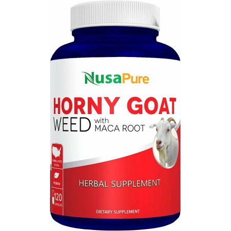Nusapure Horny Goat Weed Extract 1000mg, for Men and Women,120 Capsules عشب لونج جاك على 1000 مجم مع جذور الماكا والجنسنج ول_الارجنيين ، أعشاب نقية لتحسين الصحة الجنسية للرجال والنساء ، 120 كبسولة