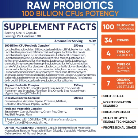 probiotics, Oral Probiotics, Prebiotic, Organic Probiotics 100 Billion, Organic Probiotics