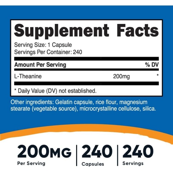 Nutricost, L-Theanine 200mg, Ingredients