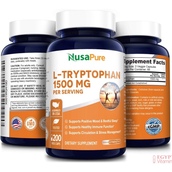 Nusapure, L-Tryptophan 1500 mg, 200 Capsules