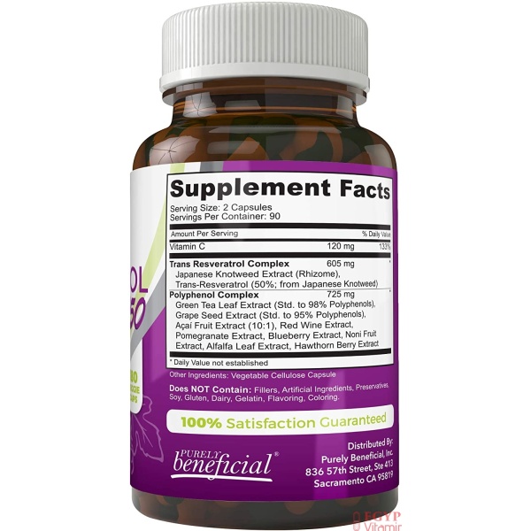 PURELY beneficial, RESVERATROL 1450 mg, Ingredients