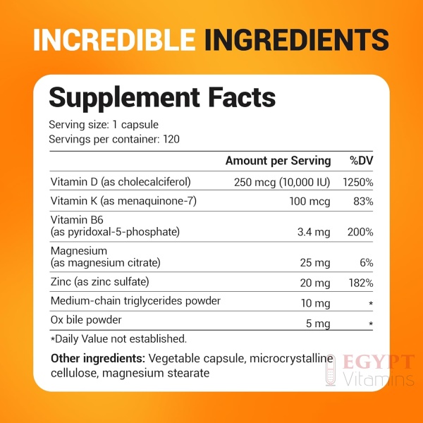 Dr Berg's D3 & K2  120 Capsules - Image 2