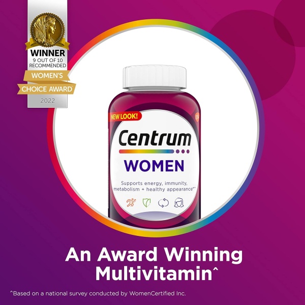 Centrum Multivitamin for Women, Multivitamin/Multimineral Supplement with Iron, Vitamins D3 - 250 Tablets