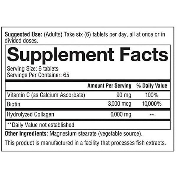 Youtheory Collagen type I, II and III with Vitamin C, Ingredients