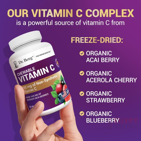 Dr. Berg Chewable Vitamin C Complex | Organic Berry Blend | 60 Wafers - Image 9