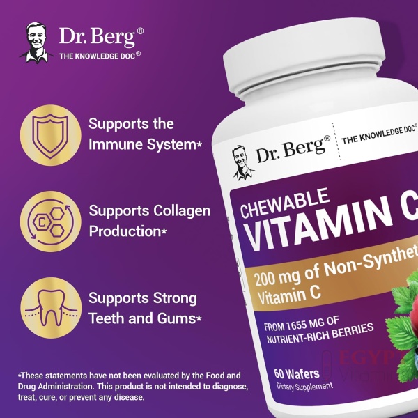 Dr. Berg Chewable Vitamin C Complex | Organic Berry Blend | 60 Wafers - Image 6