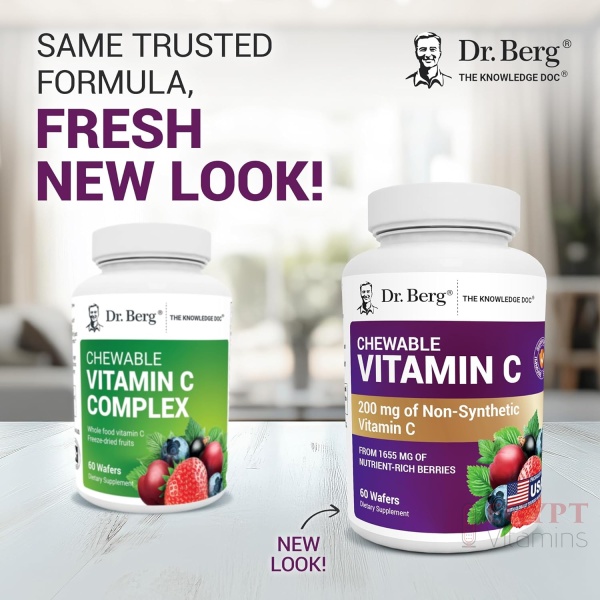 Dr. Berg Chewable Vitamin C Complex | Organic Berry Blend | 60 Wafers - Image 4
