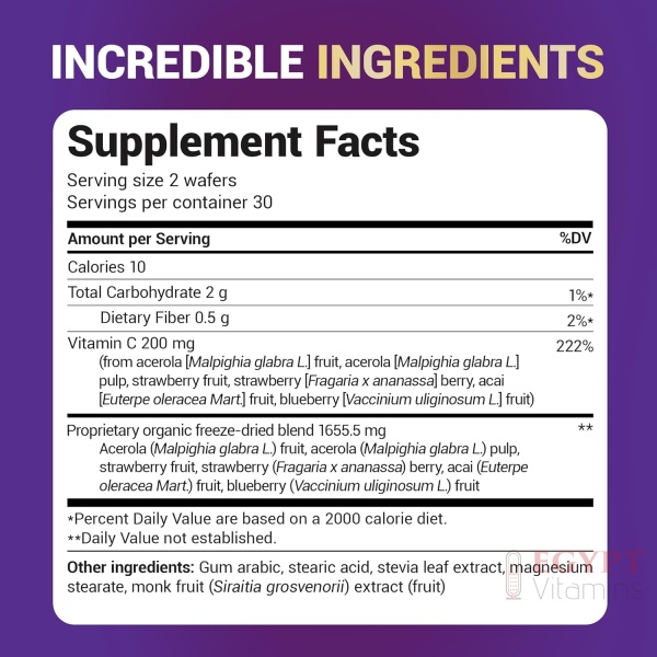 Dr. Berg Chewable Vitamin C Complex | Organic Berry Blend | 60 Wafers - Image 2