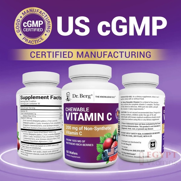 Dr. Berg Chewable Vitamin C Complex | Organic Berry Blend | 60 Wafers - Image 7