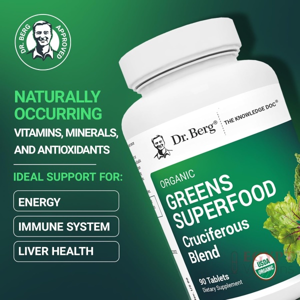 Dr. Berg Greens Superfood | Organic Cruciferous Vegetable - 90 Tablets - Image 5