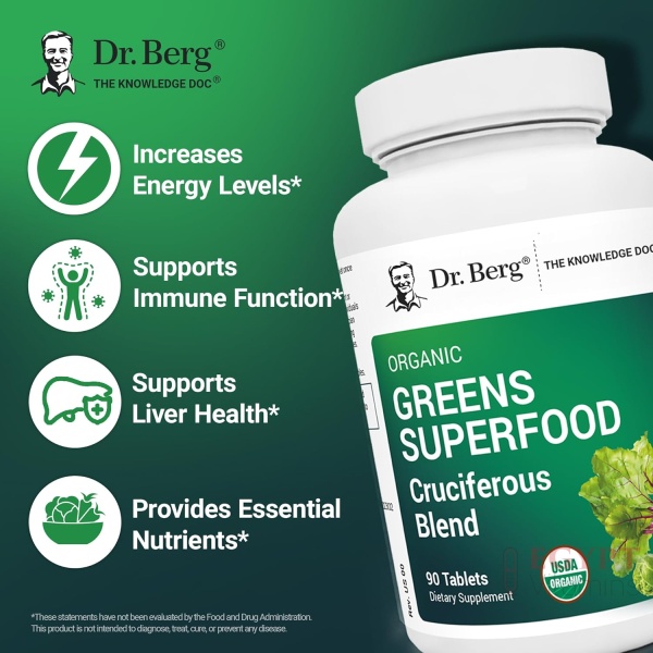 Dr. Berg Greens Superfood | Organic Cruciferous Vegetable - 90 Tablets - Image 7