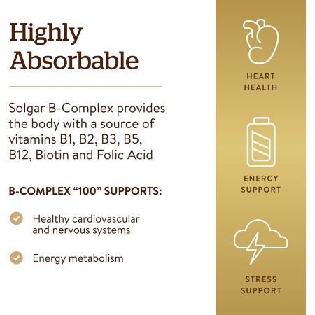 Solgar B-Complex “100” Energy & Nervous System Support, benefits