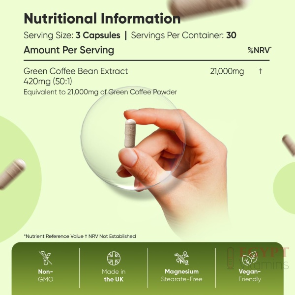 High Strength Green Coffee  21,000mg - 90 Powder Capsules - Image 3
