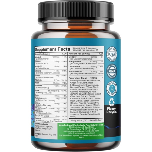 Nature's Craft Mind Enhancement Supplement | Natural Nootropic for Focus & Memory | 60 Capsules - Image 2