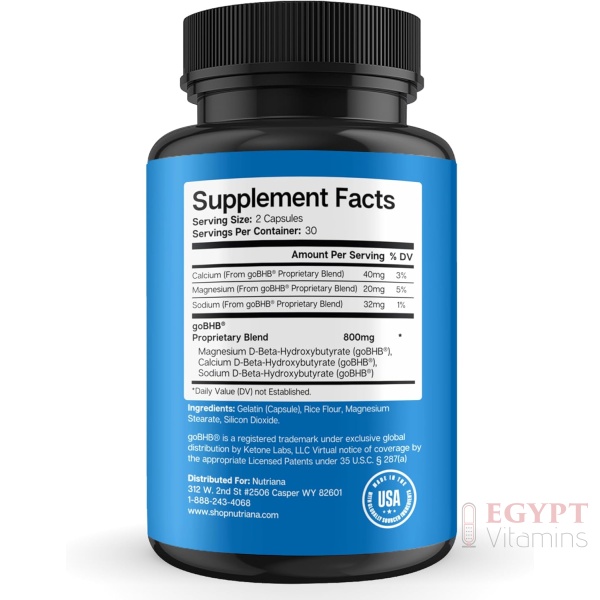 Nutriana | Exogenous Ketones BHB Supplement for Keto Support | 60 capsules - Image 2