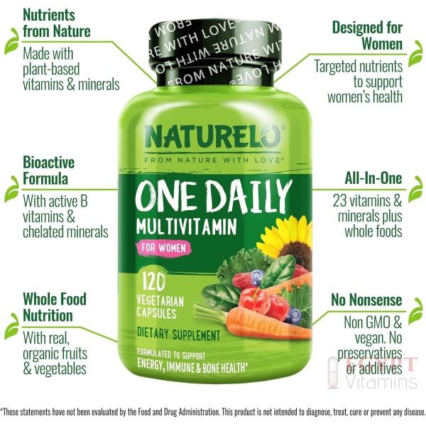 ⁦NATURELO One Daily Multivitamin for Women-120 Capsules⁩ - الصورة ⁦4⁩