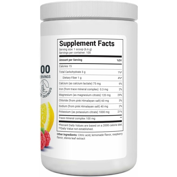 Dr. Berg Zero Sugar Hydration Keto Electrolyte Powder - Enhanced w 1,000mg of Potassium & Real Pink Himalayan Salt (NOT Table Salt) - Raspberry & Lemon Flavor Hydration Drink Supplement, 100 Servings