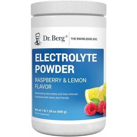 Dr. Berg Zero Sugar Hydration Keto Electrolyte Powder - Enhanced w 1,000mg of Potassium & Real Pink Himalayan Salt (NOT Table Salt) - Raspberry & Lemon Flavor Hydration Drink Supplement, 100 Servings
