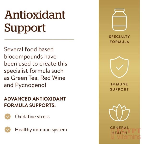 Solgar Advanced Antioxidant Formula, Contains Zinc, Vitamin C, E & A -120 Capsules سولجار تركيبة متطورة غنية بمضادات الأكسدة تحتوى على الزنك وفيتامين ج وفيتامين أ و ه‍ لتحسين صحة الجهاز المناعى ، 120 كبسولة نباتية