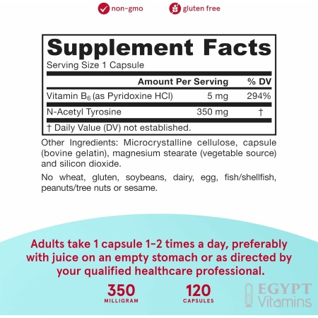 ingredients of Jarrow Formulas N-Acetyl Tyrosine 350 mg