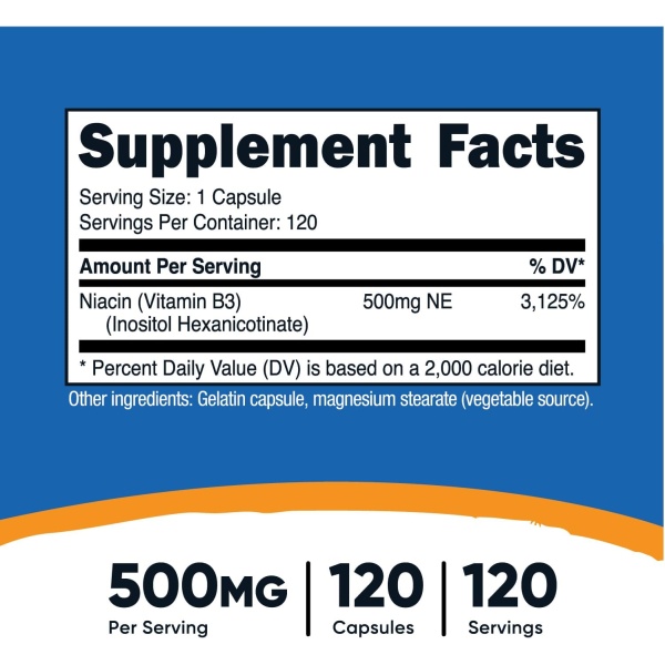 Nutricost, Flush-Free Niacin 500mg, Ingredients