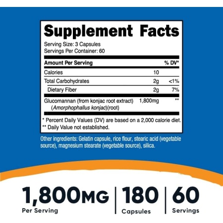 Nutricost, Glucomannan 1800mg,Ingredients