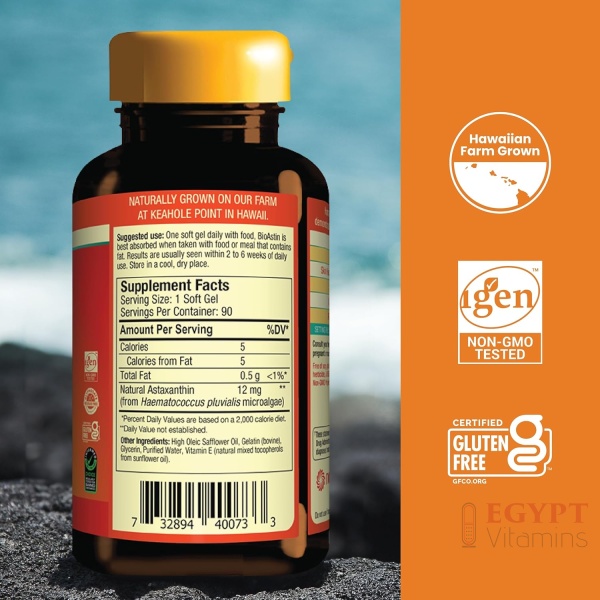 ⁦Nutrex BioAstin Hawaiian Astaxanthin 12 MG | 90 Count⁩ - الصورة ⁦2⁩