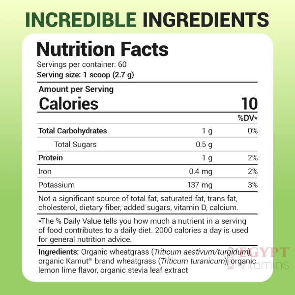 Dr Berg's Raw Wheatgrass Juice Powder (Lemon Flavor),164 grams - Image 2