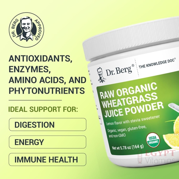 Dr Berg's Raw Wheatgrass Juice Powder (Lemon Flavor),164 grams - Image 4