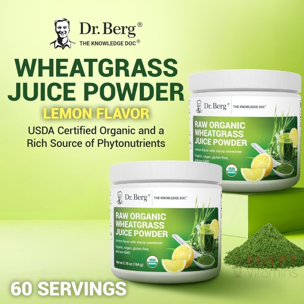 Dr Berg's Raw Wheatgrass Juice Powder (Lemon Flavor),164 grams - Image 7
