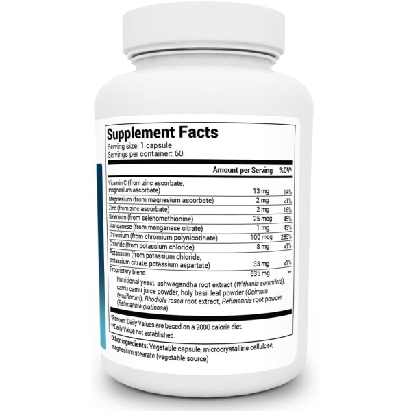 Dr. Berg Adrenal & Cortisol Support stress Management Formula, Ingredients.