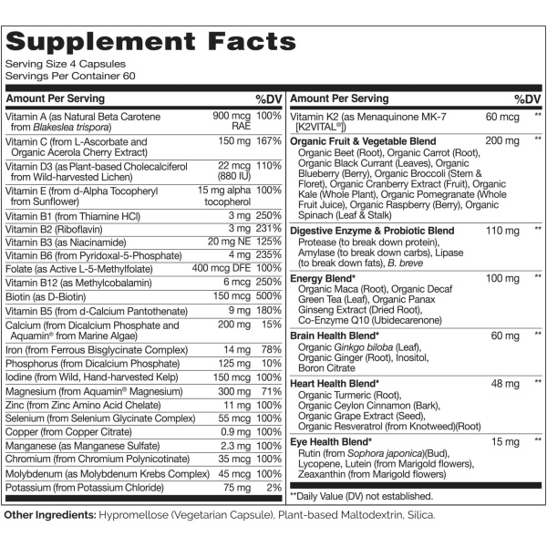 NATURELO, Whole Food Multivitamin for Women, Ingredients