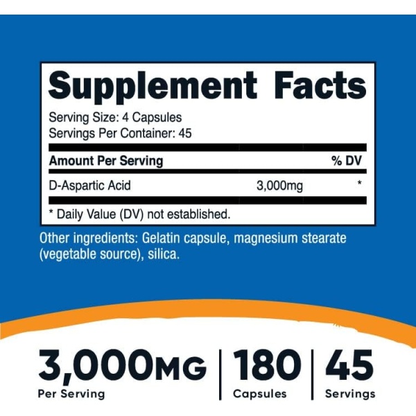 Nutricost, D-Aspartic Acid 3000mg, Ingredients