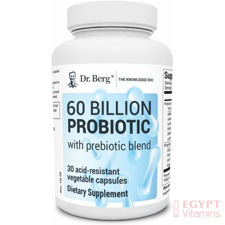 Dr berg 60 Billion Probiotic 30 capsules بروبيوتيك 60 مليار وحدة دولية للرجال والنساء بروبيوتيك عضوى وطبيعى، 30 كبسولة