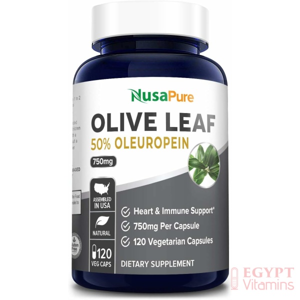Nusapure Olive Leaf Extract 750 mg,120 Capsules مستخلص أوراق الزيتون 750 مجم ، لصحة الجهاز المناعى ولصحة القلب والأوعية الدموية ومضاد للأكسدة ، 120 كبسولة