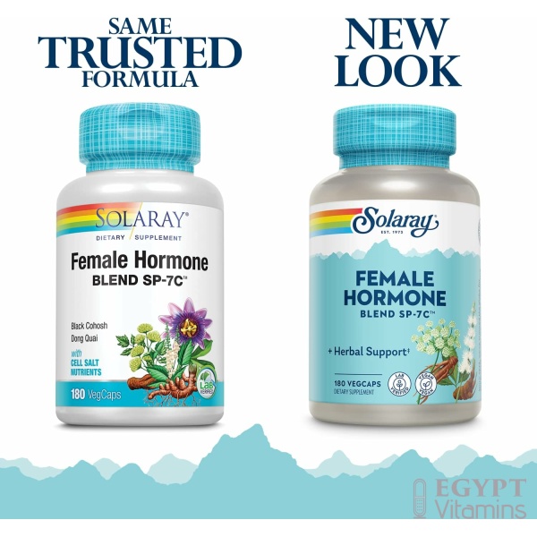 Solaray Female Hormone Blend SP-7C | Herbal Blend Includes Black Cohosh, Dong Quai, Passion Flower, Saw Palmetto, Wild Yam & More | 180 Veg Capsسولاراى ،يحتوى على مجموعة من الأعشاب لصحة المرأة ،180 كبسولة نباتية - Image 3