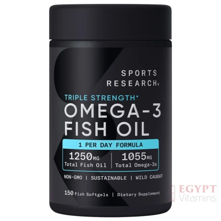 Sports Research Triple Strength Omega 3 Fish Oil | High-Potency EPA & DHA - 150 Capsules