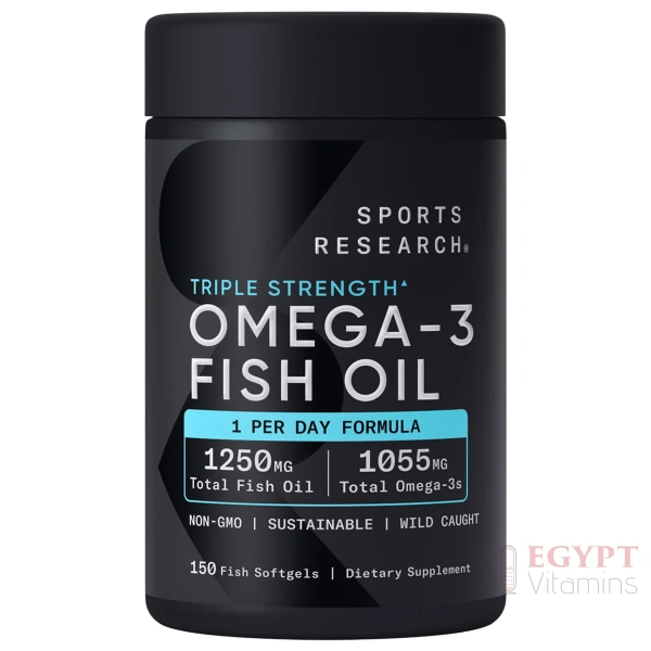 Sports Research Triple Strength Omega 3 Fish Oil | High-Potency EPA & DHA - 150 Capsules