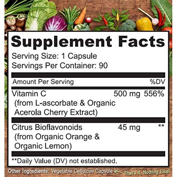 NATURELO, Vitamin C 500 mg, Ingredients