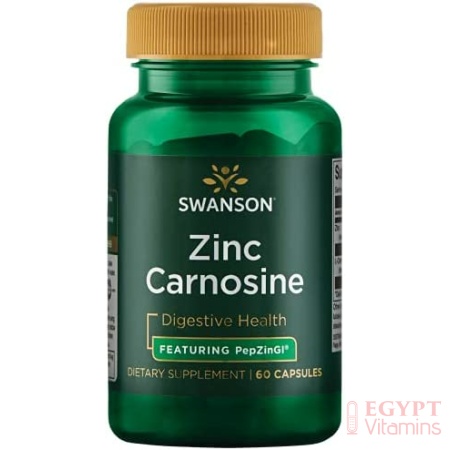 Swanson Zinc Carnosine- Natural Supplement Promoting Gastric Health & Digestive Support - Supports Microbial Balance in The Stomach- 60 Capsulesزنك كارنوزين، لدعم صحة الجهاز الهضمى ولحفظ التوازن البكتيرى داخل الامعاء،60 كبسولة