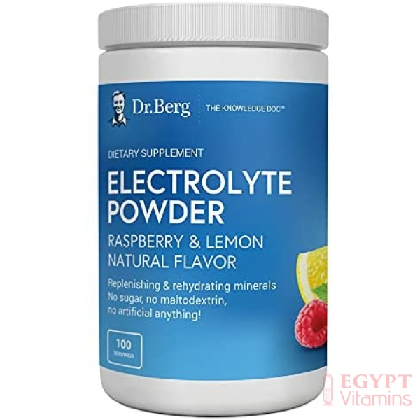 Dr Berg's Electrolyte Powder Raspberry & Lemon, 90 servings مسحوق الألكتروليت بطعم الليمون والراسبيرى ، 90 جرعة