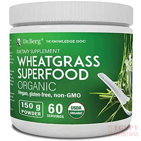 Dr. Berg's Organic Raw Wheat Grass Juice Powder - Rich in Vitamins, Chlorophyll &Trace Minerals