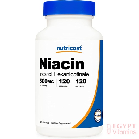 Nutricost Niacin (Flush-Free) Inositol 500mg, Vitamin B3,120 Capsulesنيوتراكوست نياسين فيتامين ب3 500 مجم 120 كبسولة