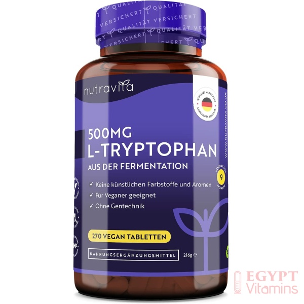 Nutravita L-Tryptophan 500 mg, 270 Tablets التربتوفان 500 مجم لصحة النوم الطبيعى ، و تقليل القلق والإكتئاب ، ولصحة الجهاز المناعى ، 270 قرص