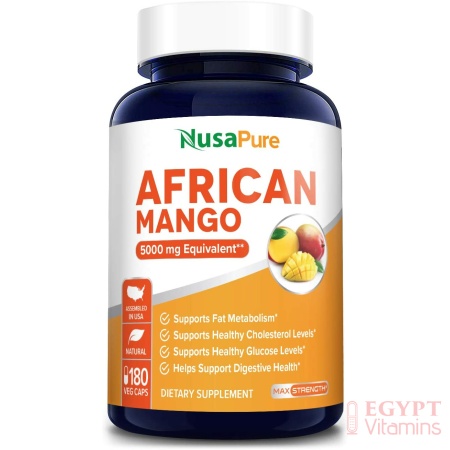 Nusapure African Mango Extract 5,000 mg, Supports Healthy Glucose Levels,180 Capsules مستخلص المانجو الأفريقية 5000 مجم للكبسولة ، 180 كبسولة نباتية