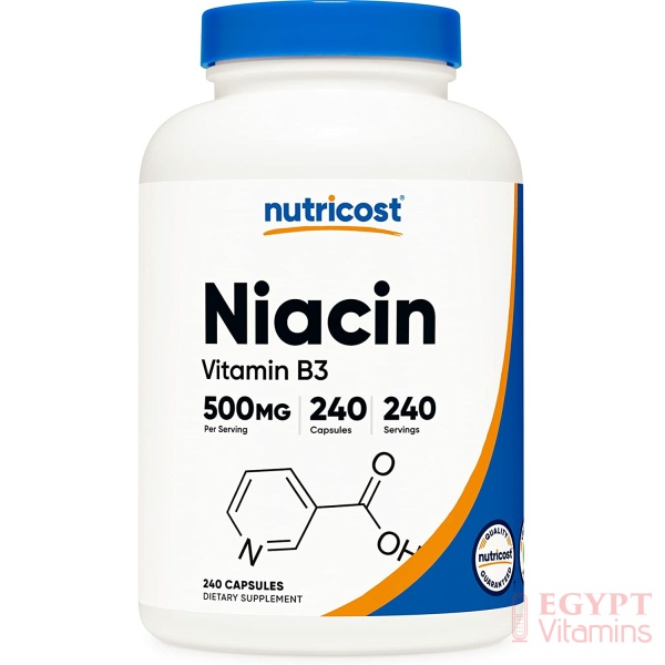Nutricost Niacin (Vitamin B3) 500mg, 240 Capsulesنياسين فيتامين ب3 500 مجم ، 240 كبسولة