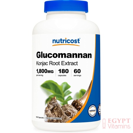Nutricost Glucomannan 1,800mg - Natural Fiber Source ,180 Capsulesنيوتراكوست جلوكومانان 1800مجم للجرعة مصدر طبيعى الألياف 180 كبسولة