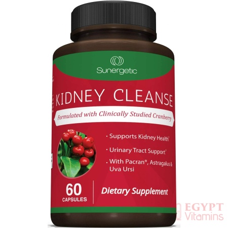 Sunergetic Premium Kidney Cleanse Supplement – Powerful Kidney Support Formula with Cranberry Extract Helps Support Healthy Kidneys & Urinary Tract Support– 60 Capsules